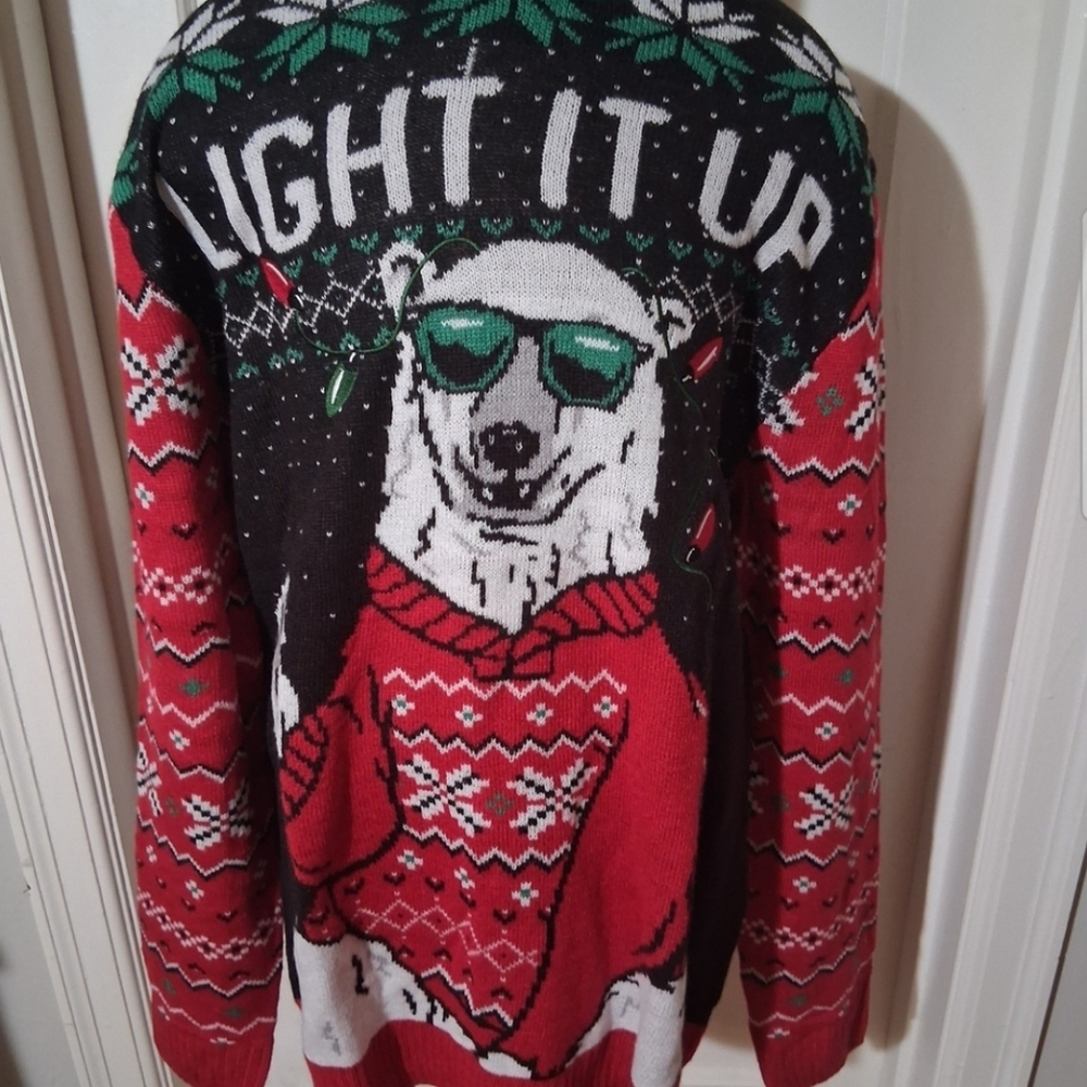 NWT - Ugly Christmas Sweater - Light It Up Polar Bear in Christmas Colors Size L - Picture 7 of 7
